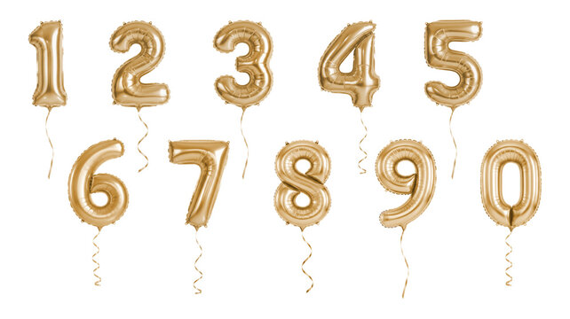 Gold foil number balloons