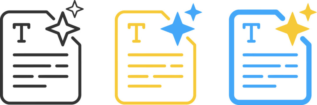 Three document icons with stars and highlights in different