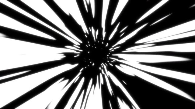 White speed lines isolated on black solid, fast motion effect, flash action, velocity lines, comic book, manga  background, Radial burst lines seamless looping 4k footage.