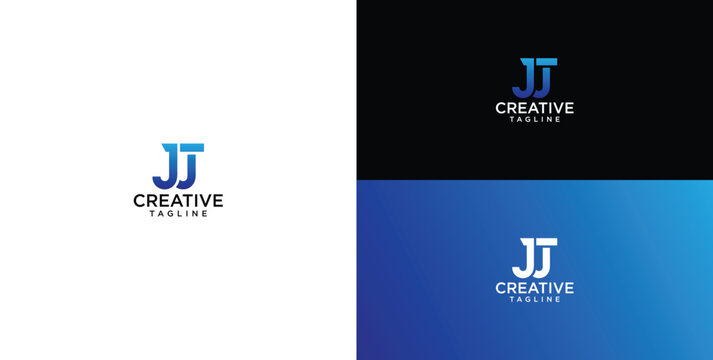 JJ Creative Logo Design with Blue Gradient and Typography, Symbol for Branding and Identity