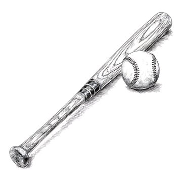 Baseball stitching needle with thread for sewing leather Hand Drawn Sketch Outline on White Background