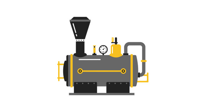 Vintage Steam Engine Boiler Machine, Industrial Power Generator Illustration