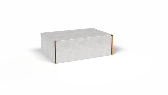 blank white cardboard mailer box isolated on white background