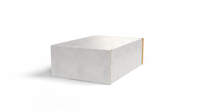 blank white cardboard mailer box isolated on white background