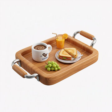 Plateau de petit d&eacute;jeuner servi avec caf&eacute;