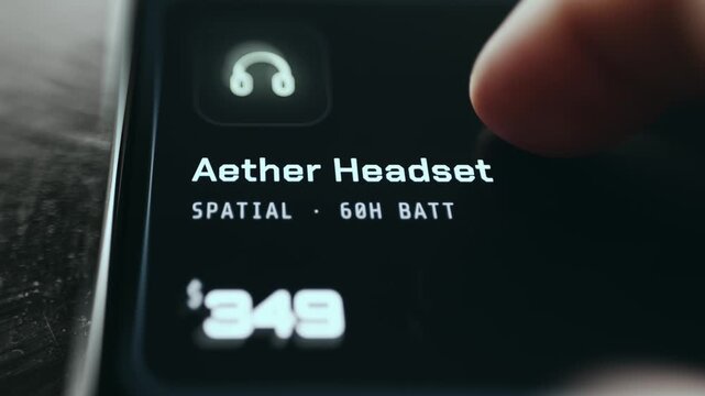 E-commerce interface displaying the price for Aether Headset