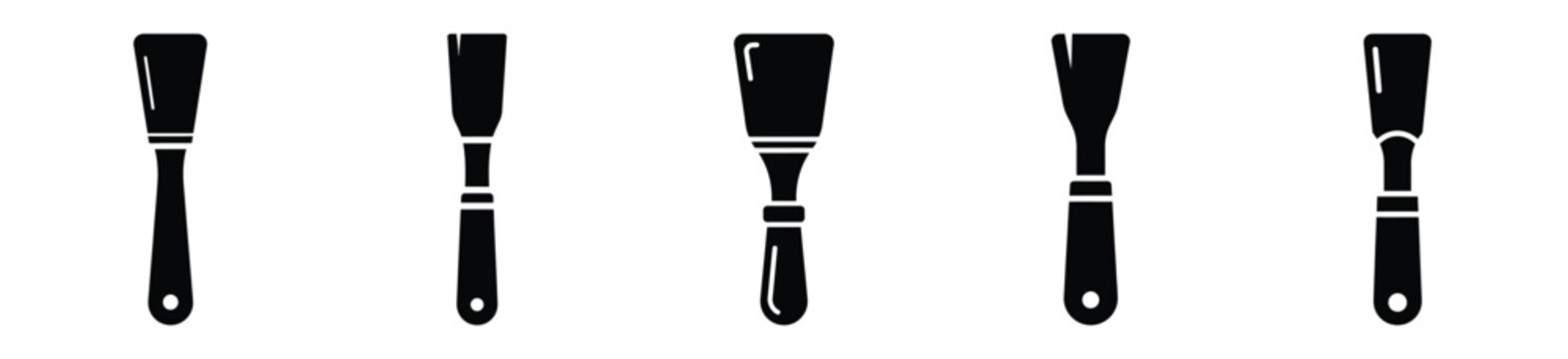 Set of minimalist  wax spatula silhouette vector icon for beauty design.
