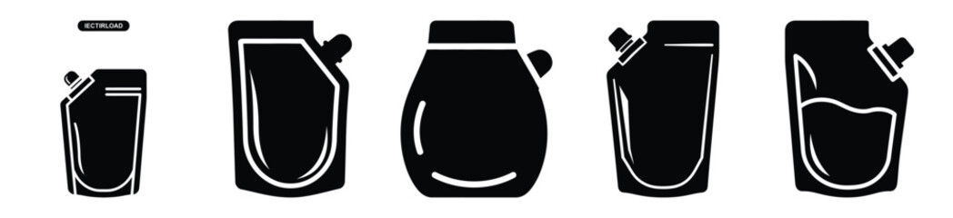 Set of minimalist   refill pouch silhouette vector icon for beauty design. © Pallobroy