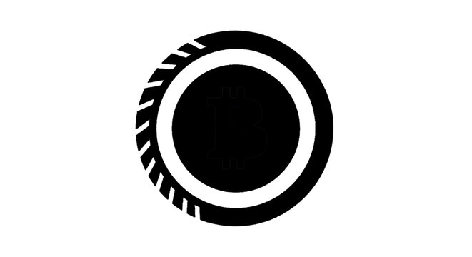 Minimal black silhouette icon, simple flat vector, bold black shape, no, no shading bitcoin cryptocurrency coin symbol icon, on a, flat icon style