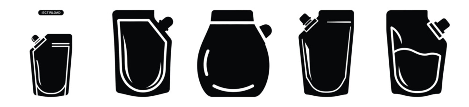 Set of minimalist   refill pouch silhouette vector icon for beauty design.