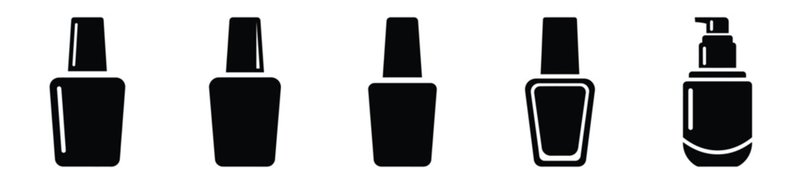 Set of minimalist  foundation bottle silhouette vector icon for beauty design.