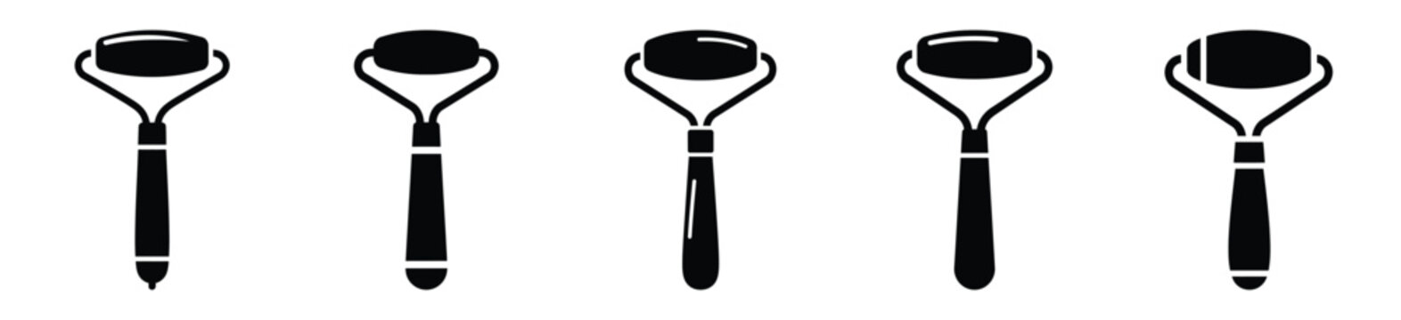 Set of minimalist  jade roller silhouette vector icon for beauty design.