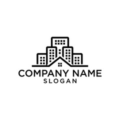 Naklejka premium Minimalist house building logo design with line art, real estate, construction and architecture branding