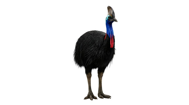 Southern cassowary bird standing isolated full body
