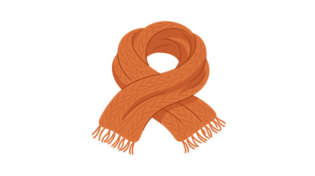 Orange knitted scarf with fringe isolated on white background winter accessory Vector