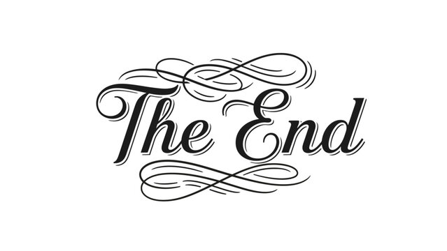 Elegant script typography displaying "The End" with decorative flourishes, signifying conclusion.