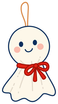 Cute Teru Teru Bozu Japanese rain doll illustration