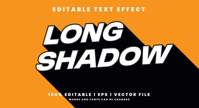 long shadow text effects, modern colors. Text style effects.