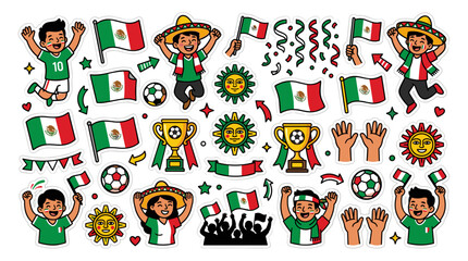 Fototapeta premium Celebration of mexican independence day with flags and festive symbols