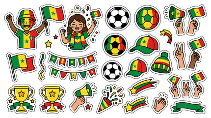 Fototapeta premium Collection of colorful football fans and related accessories