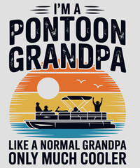 Pontoon Grandpa Captain Retro Funny Boating © Puddin98