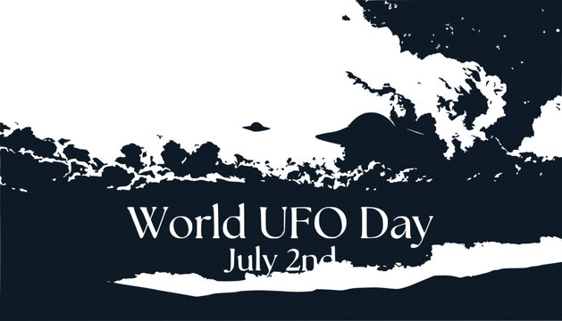 World UFO Day July 2nd: Silhouette of a flying saucer in cloudy sky