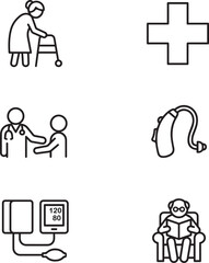 Fototapeta premium Senior Healthcare And Assistance Icon Set Vector Illustration