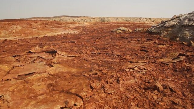 Desolate volcanic landscape of Dallol, Danakil depression, Ethiopia