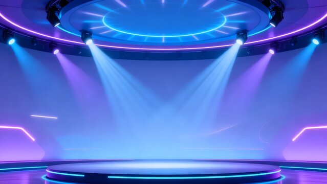 Empty stage with neon lights