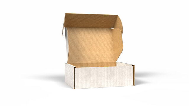 open faced white cardboard mailer box isolated on white background