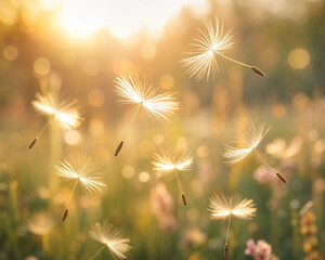 Obraz premium Dandelion Seeds Blowing 