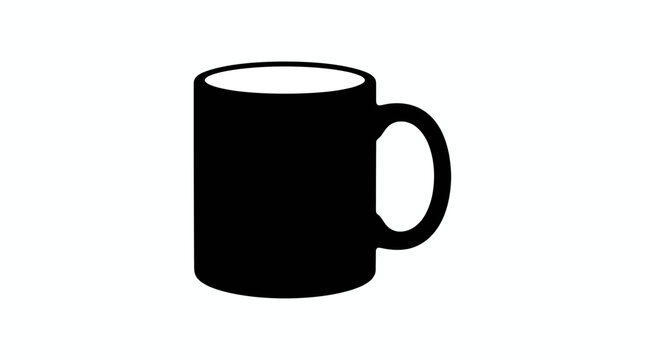Simple Black Coffee Mug Isolated on White Background.