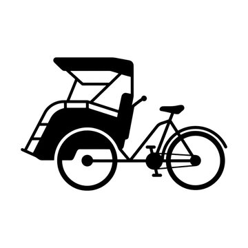 Outline of a traditional Asian passenger bicycle rickshaw