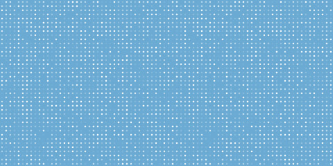 Seamless blue halftone pattern with scattered white dots, modern abstract geometric background for textile, wallpaper, wrapping paper, fabric, packaging, digital design, web banners, branding layouts © SpainArts