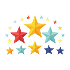 Obraz premium Collection of colorful stars on white background