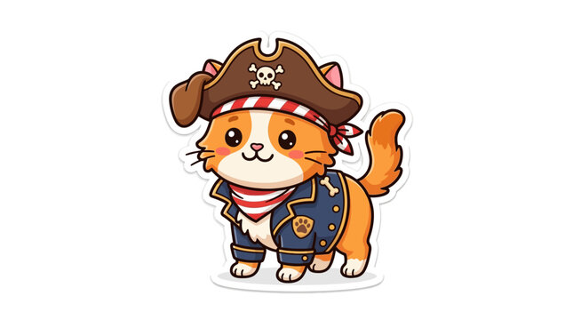 Cartoon cat dressed as pirate.