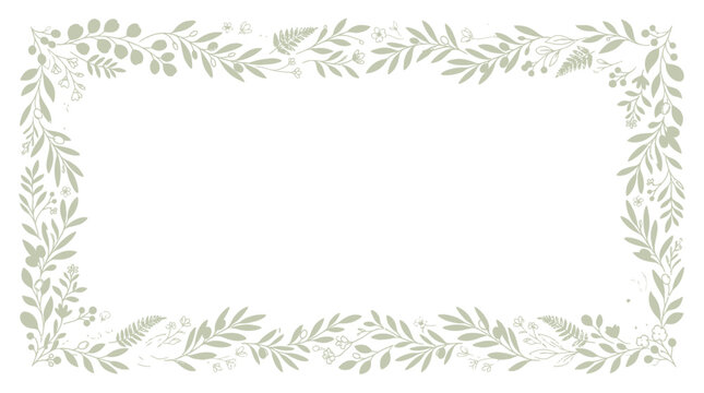 Green leafy wreath border frame.