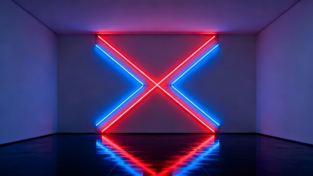 Neon art installation in a room