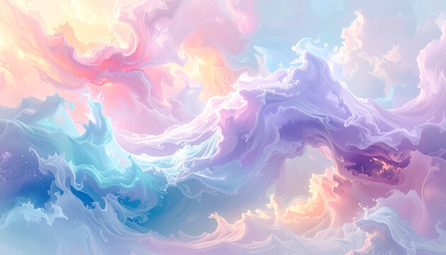 Illustration abstraite et color&eacute;e d'un paysage nuageux
