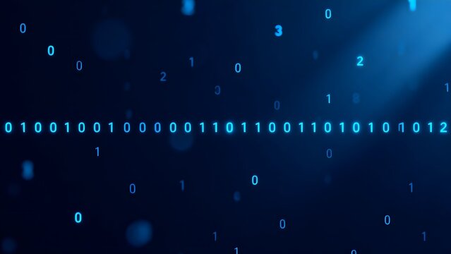 Binary code numbers on dark blue background