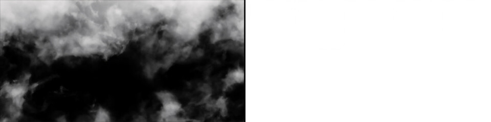 Abstract white smoke cloud overlay isolated on dark backdrop for creative digital visual design art project. © MatStudio