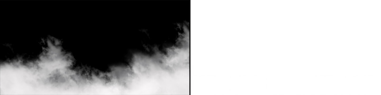 White smoke cloud border floating on transparent background for creative overlay design element and atmosphere.