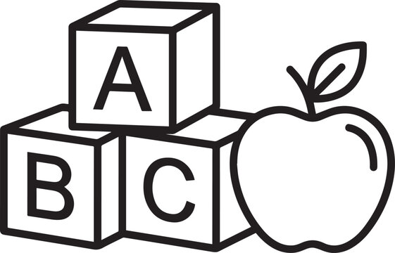 Teachers day abc blocks and apple icon for education