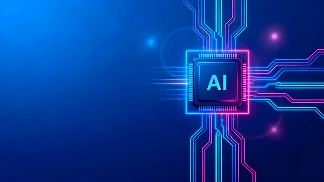 AI chip with glowing circuitry