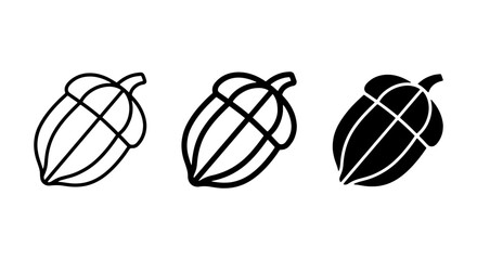 Acorn Icons Set, Oak Nut Vector Graphics, Autumn Seedling Symbols, Nature Elements © Mahmudur