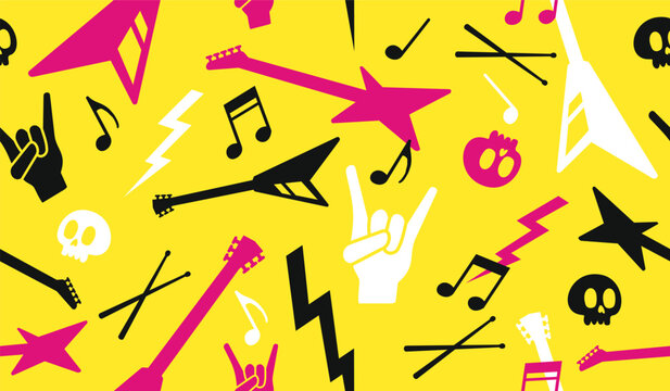 Cute rock music pattern background vector design