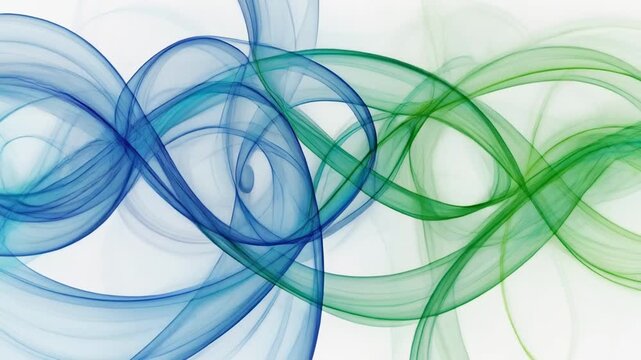 Abstract fluid motion with swirling blue and green patterns