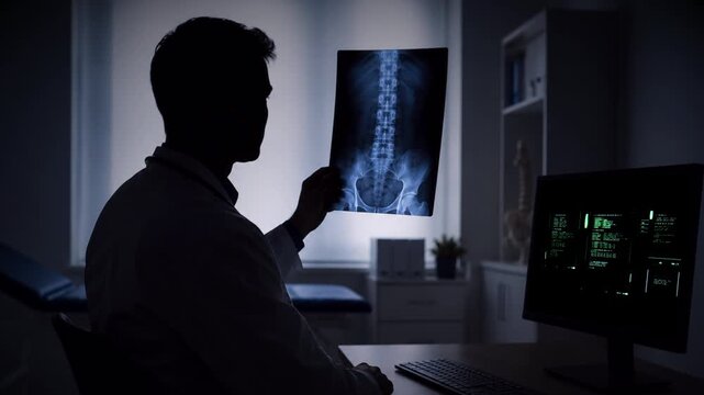 Physician looking at x-rays