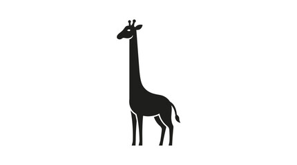 Black silhouette of a giraffe standing. © Siti