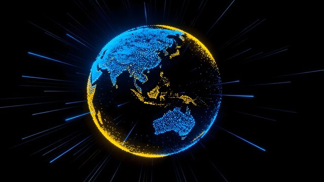 Digital globe with glowing lines